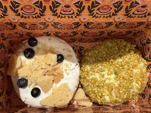 Blueberry Cream Cheese & Pistachio  at Brammibal's Donuts - KaDeWe in Berlin