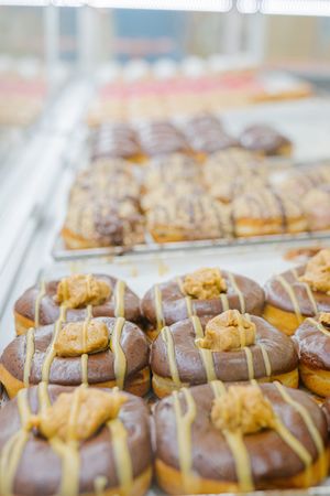 one os our classics: chocolate peanut fudge at Brammibal's Donuts - KaDeWe in Berlin