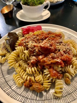 Vegan bolognese at Ani's Café in Porvoo