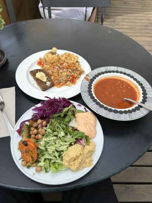 salad, soup and main course  at Ani's Café in Porvoo