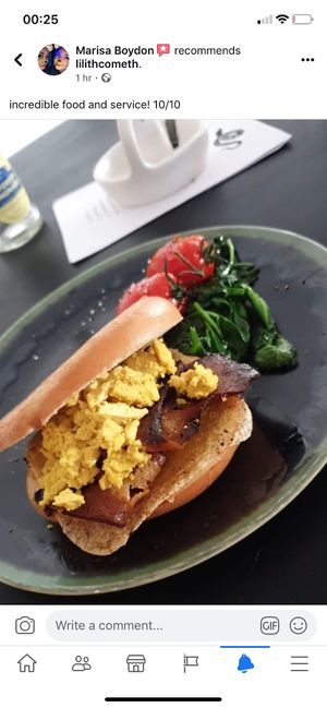 The Holey One - Bacon cheese tofu egg bagel at Lilith's  in Cheltenham