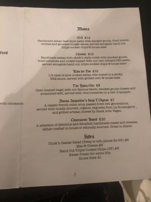 Menu at Lilith's  in Cheltenham