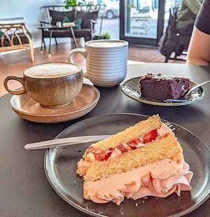choc browniw, strawberries and cream cake at Lilith's  in Cheltenham