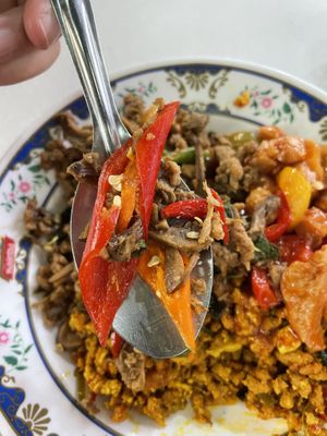 Spicy! Love it   at Chalawan - Vegan Food Stall in Bangkok