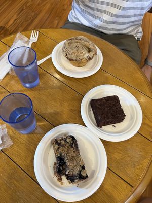 Cinnamon roll, brownie, and berry breakfast bar- all vegan!  at Protagonist Cafe in St Louis