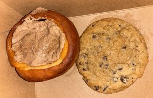 cinnamon roll + chocolate cookie! at Protagonist Cafe in St Louis