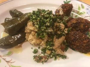 Morrocan lunch plate (including 3 sarma and 3 falafel)  at Sam's Mediterranean in Takapuna