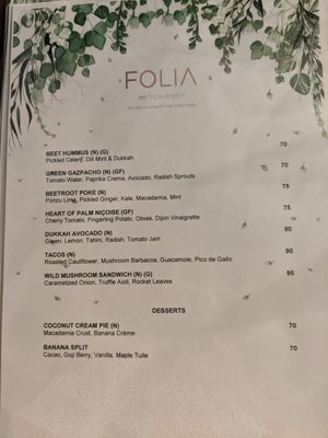 Specials menu at Folia - Four Seasons Resort in Dubai