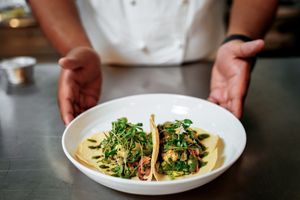 TACOS 
Roasted cauliflower, mushroom barbacoa, guacamole, pico de gallo at Folia - Four Seasons Resort in Dubai