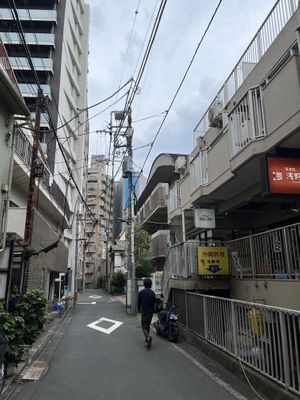 Outside- on a smaller side street, elevated  at Great Lakes in Tokyo