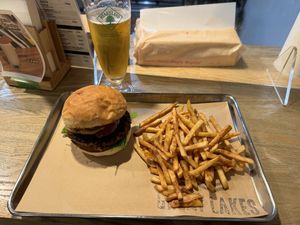 Superior burger (single patty) w/fries  at Great Lakes in Tokyo