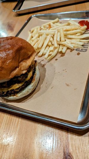 Michigan burger with French fries. Simply delicious! at Great Lakes in Tokyo