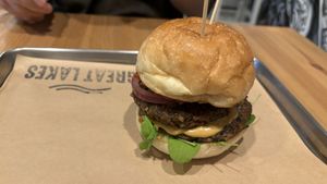 Superior burger with double patty  at Great Lakes in Tokyo