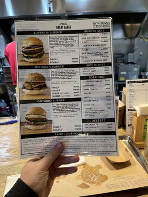 Menu  at Great Lakes in Tokyo