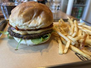 Superior Burger with fries #Veganuary at Great Lakes in Tokyo