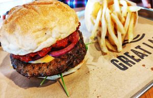 Superior burgers with fries at Great Lakes in Tokyo