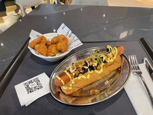 Dirty hot dog and cauliflower bites  at Dirty Vegan in West London
