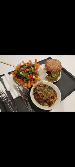 Dirty fries and burger at Dirty Vegan in West London