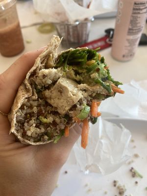 Poke wrap with no spicy mayo and tofu, forgot to take a photo til halfway through   at Carrot Express in Aventura
