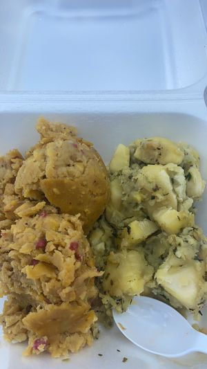 Mangú y pana at Natural Life Cafe in Moca