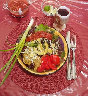 Green Leafy Veg, Pesto Sauce. Black Beans,Red Rice, Tomato, Onion at Dr. John's Nutrition Health in Wildomar