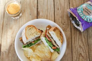 tempeh sandwich at Paradigm Coffee & Music in Sheboygan