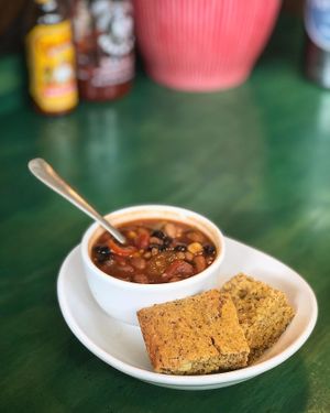 vegan chilli at Paradigm Coffee & Music in Sheboygan