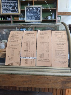 Paradigm's menu at Paradigm Coffee & Music in Sheboygan