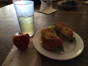 vegan 'egg salad' sandwich  at Paradigm Coffee & Music in Sheboygan