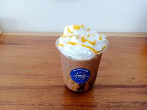 Mocha Caramel with non dairy whipping cream at Horizon Cafe in Koh Samui