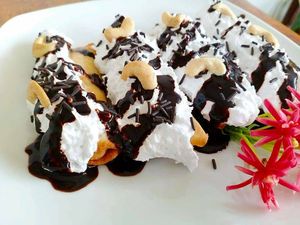 Banana pancake whipped cream at Horizon Cafe in Koh Samui