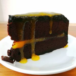 Super Dark Choco Cake with orange at Horizon Cafe in Koh Samui