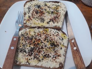 Hummus toast at Horizon Cafe in Koh Samui