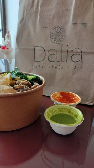 🥕🥕🥑🥑salsas acompañantes at Dalia Plant Power Mex in Bogota