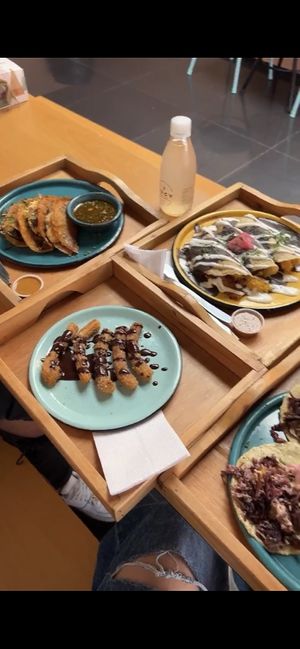 Tacos de birria, enfrijolada, churros y más🤤🤤  at Dalia Plant Power Mex in Bogota