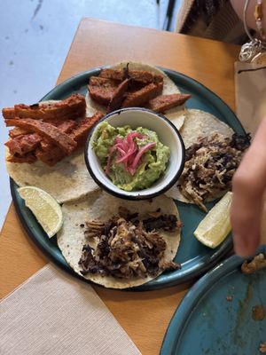 4 tacos  at Dalia Plant Power Mex in Bogota