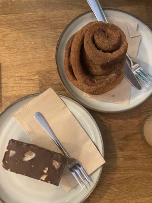Cinnamon bun & coconut flapjack   at Mr Cooper's Coffee House in Whitby