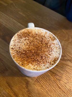 Oat milk cappuccino  at Mr Cooper's Coffee House in Whitby