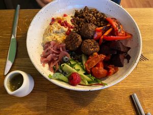 Falafel grain bowl at Mr Cooper's Coffee House in Whitby