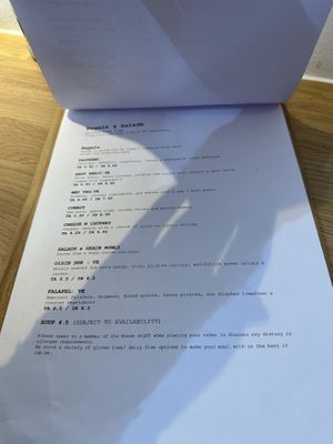 Bagels & salad menu- also was a brunch/ breakfast and drinks menu   at Mr Cooper's Coffee House in Whitby