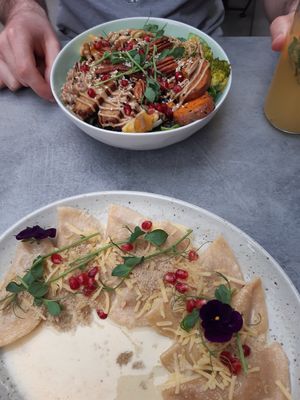 bowl and ravioli at Palo Verde in Prague