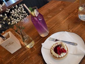 lavender lemonade and raspberry tart at Palo Verde in Prague