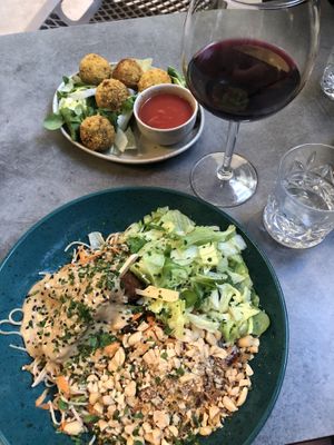 Vegan deep fried ricotta balls at Palo Verde in Prague