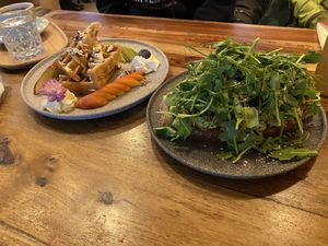 Waffles and Guacamole-Toast. Yummy at Palo Verde in Prague