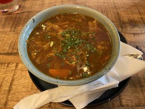 Soup from lunch menu at Palo Verde in Prague