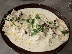 Mushroom ravioli - tasty but a bit too creamy at Palo Verde in Prague