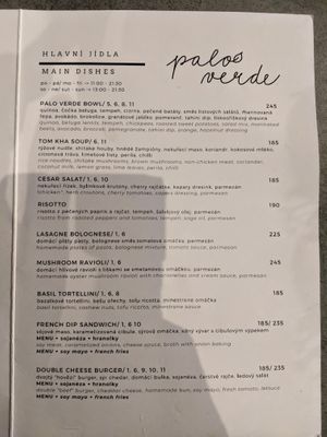 Menu 3 at Palo Verde in Prague