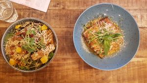 Left the Palo verde bowl and right the lasagne at Palo Verde in Prague