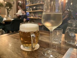 Draft beer and house wine   at Palo Verde in Prague