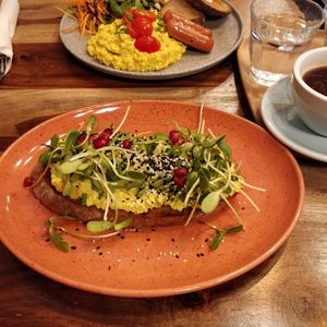 Avo and tofu toast at Palo Verde in Prague